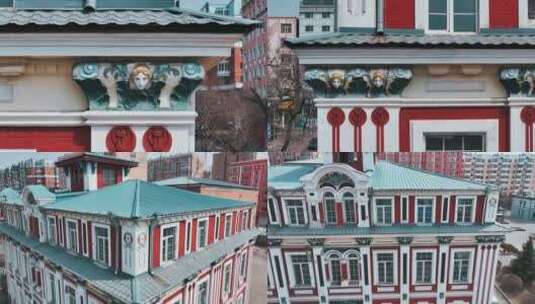 绥芬河城市历史建筑航拍人文风景高清在线视频素材下载