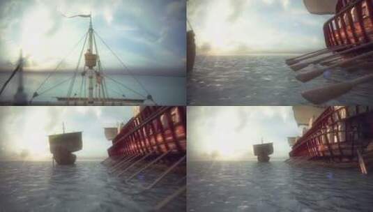 欧洲古代帆船高清在线视频素材下载