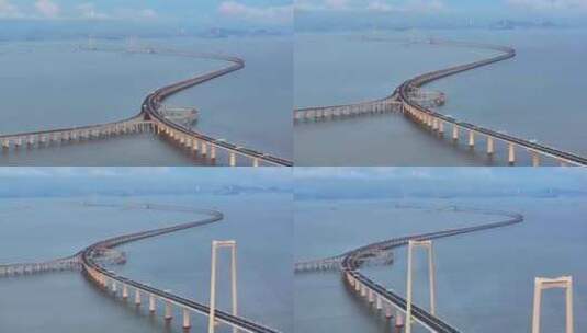 深中大桥长焦航拍单镜头画面高清在线视频素材下载