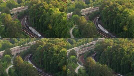 通过乔治亚州400号公路的铁路货运列车和高清在线视频素材下载