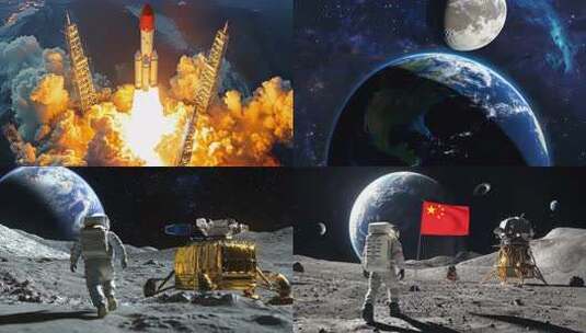 月球探索 中国载人航天 宇宙探索  探月登月高清在线视频素材下载