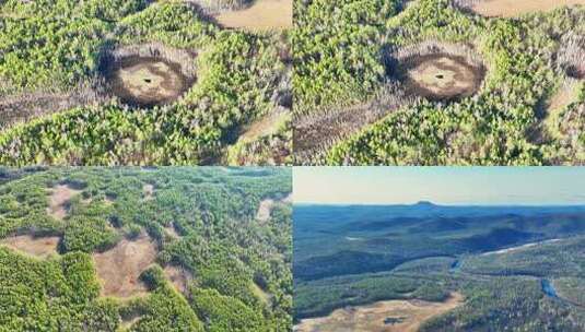 航拍内蒙古达尔滨湖火山地貌高清在线视频素材下载