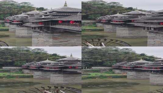 竖版航拍柳州三江程阳八寨景区程阳风雨桥高清在线视频素材下载