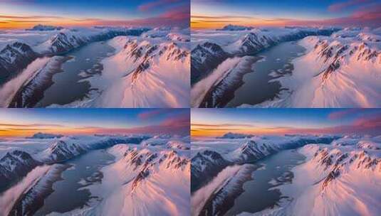 雪山湖泊壮丽全景高清在线视频素材下载