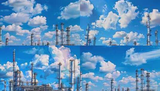 蓝天白云下的绿色工厂 空气污染治理成果高清在线视频素材下载