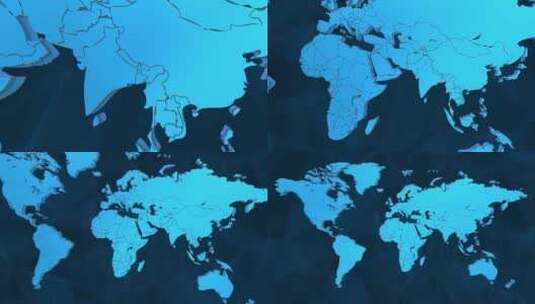 蓝色科技三维世界地图业务辐射展示AE模版高清AE视频素材下载