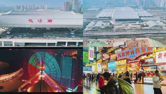 长沙步行街热闹的美食街景象高清在线视频素材下载