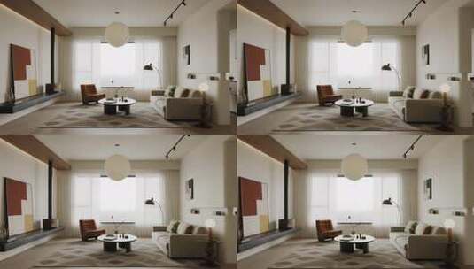 现代简约风格客厅室内场景高清在线视频素材下载