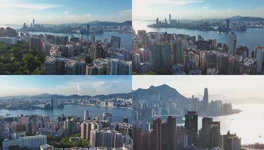 香港城市建筑全景航拍合集高清在线视频素材下载
