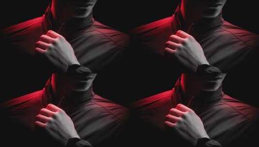 暗色调男士拉开夹克特写高清在线视频素材下载