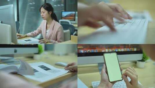 职场女性上班工作场景高清在线视频素材下载
