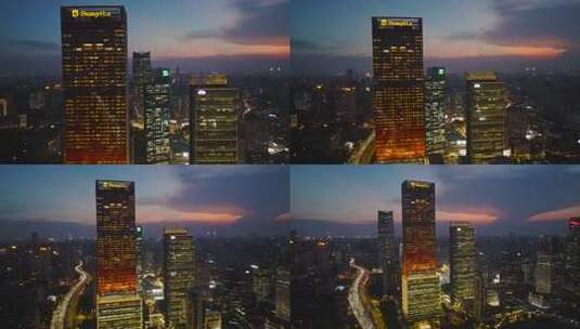香格里拉后退静安寺商圈夜景高清在线视频素材下载