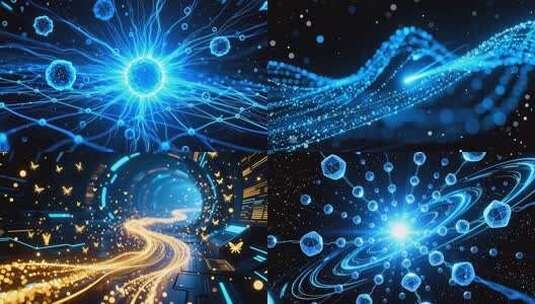 科技感蓝光粒子汇聚合集4K高清在线视频素材下载