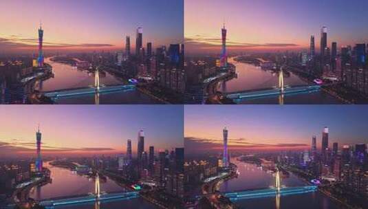 广州珠江新城黄昏天际线高清在线视频素材下载