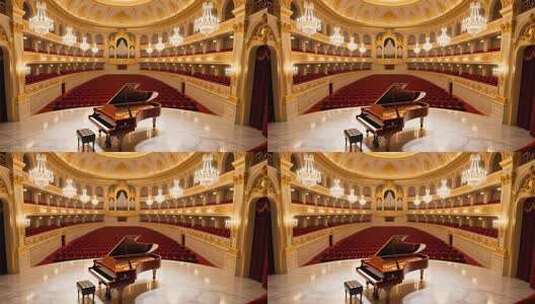 金色音乐厅钢琴演奏背景4K高清在线视频素材下载