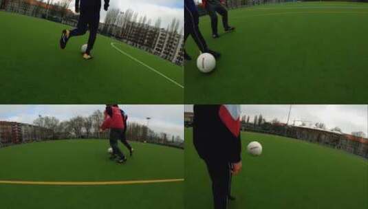 FPV青少年踢足球高清在线视频素材下载