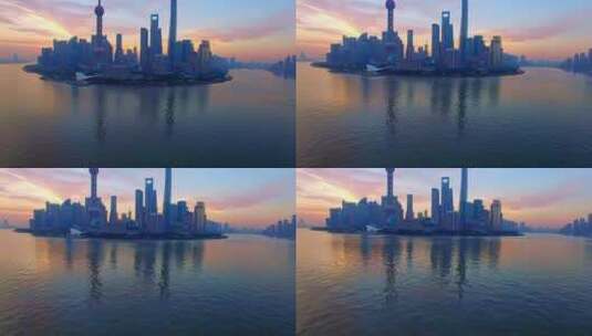 上海外滩黄浦江沿岸航拍高清在线视频素材下载
