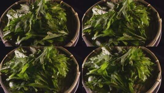 芹菜叶蔬菜叶子绿色蔬菜高清在线视频素材下载