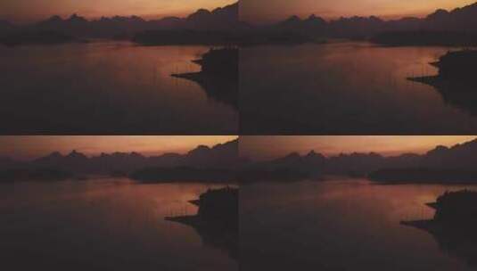日落时飞越湖面高清在线视频素材下载