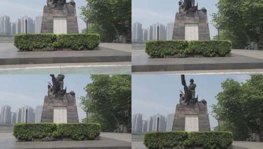 衡阳保卫战抗战纪念雕塑延时摄影高清在线视频素材下载