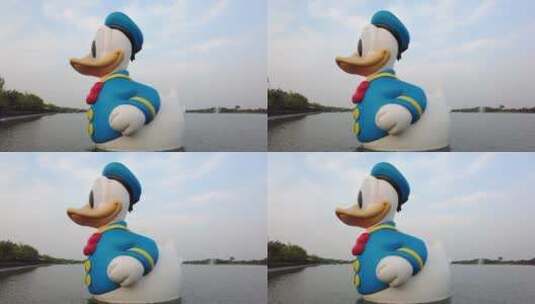 上海迪士尼小镇空镜唐老鸭４K实拍高清在线视频素材下载