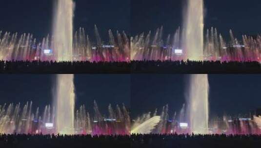 宁波北仑区市政府广场喷泉表演高清在线视频素材下载