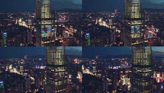 汇都国际楼顶航拍昆明恒隆广场高清在线视频素材下载