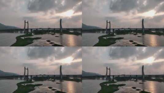 洛阳洛河桥梁锦龙大桥航拍高清在线视频素材下载