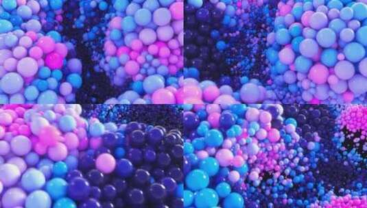 4K彩色抽象球体五颜六色波浪起伏动画舞台高清在线视频素材下载