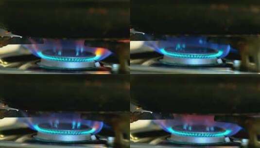 4K升格实拍燃烧的燃气灶燃气炉火焰高清在线视频素材下载