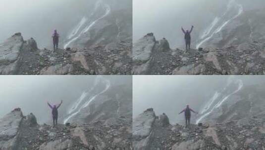 雨崩冰湖航拍高清在线视频素材下载