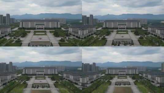 航拍江西九江市政府办公楼高清在线视频素材下载