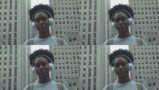 走在城市里的黑人女孩高清在线视频素材下载