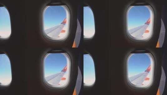 飞机窗口观看机翼高清在线视频素材下载