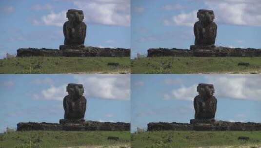 草原上的石头雕塑高清在线视频素材下载