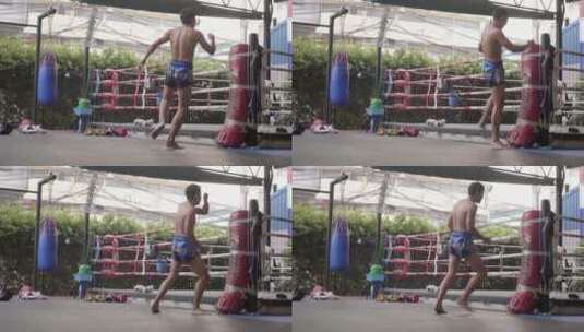 拳击手踢拳袋高清在线视频素材下载