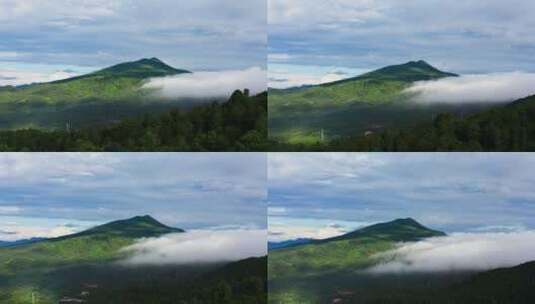 森林阳光云雾火山高清在线视频素材下载