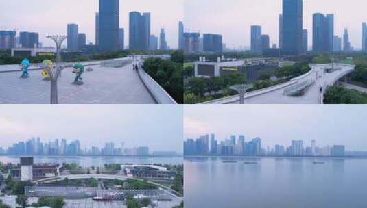 4K航拍杭州钱江世纪公园视频合集高清在线视频素材下载
