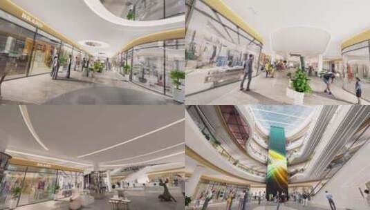 3D商业综合体内部购物商场漫游高清在线视频素材下载