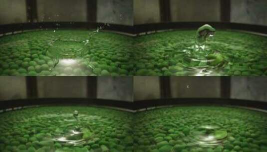 一颗豌豆落入水中的慢镜头高清在线视频素材下载