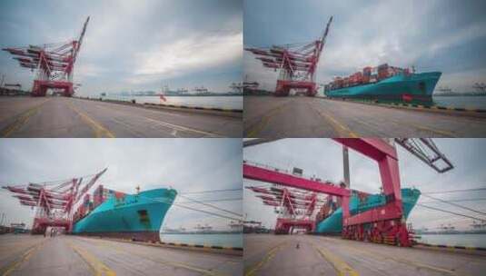 青岛港轮船延时高清在线视频素材下载