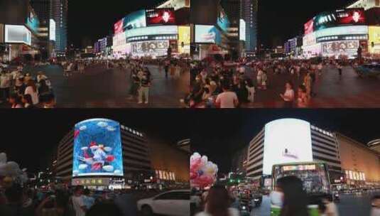 【4K】十字路口IFS五一广场人来人往高清在线视频素材下载