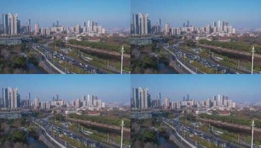 武汉鹦鹉大道车流交通延时高清在线视频素材下载