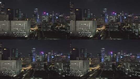 4K深圳南山区科技园建筑群夜景航拍高清在线视频素材下载