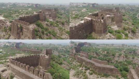 巴基斯坦拉合尔古堡城堡断壁残垣航拍高清在线视频素材下载