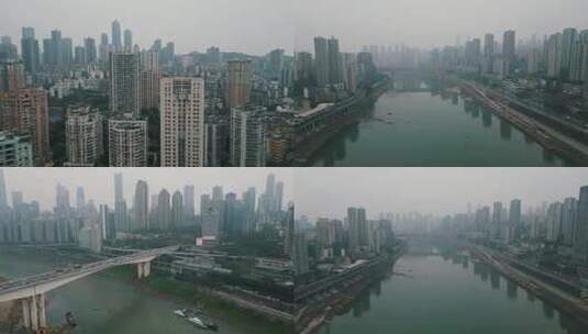 重庆山城交通建筑嘉陵江和渝中区高清在线视频素材下载