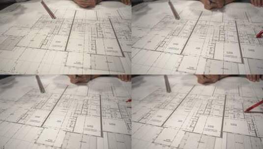 工程建筑图的近景高清在线视频素材下载