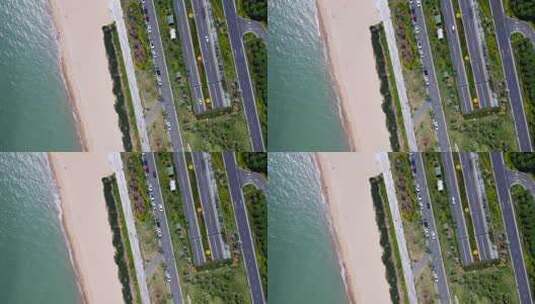 4k 航拍海岸线海岛公路建设高清在线视频素材下载