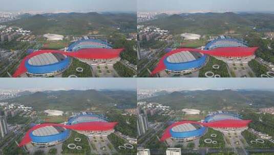 航拍江苏镇江市体育会展中心高清在线视频素材下载
