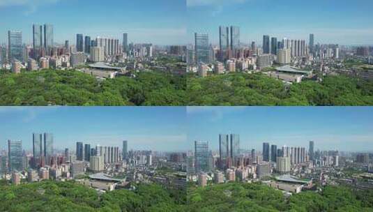 湖南省博物馆航拍4k长沙城市风光高清在线视频素材下载